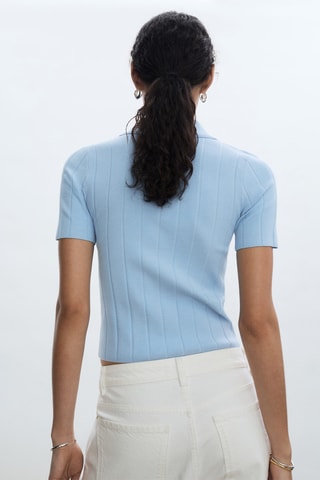T-shirt col polo - Bleu