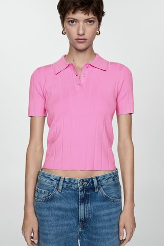 T-shirt col polo - Rose