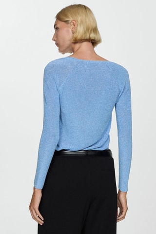 Pull-over Lurex col V - Bleu