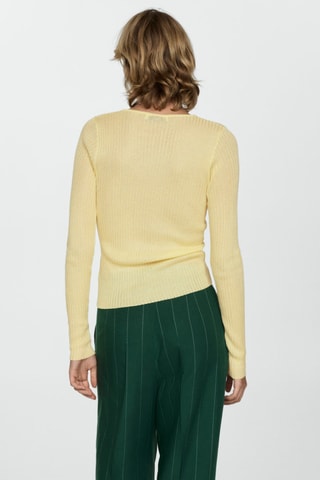 Pull-over maille côtelée fine - Jaune
