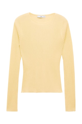 Pull-over maille côtelée fine - Jaune