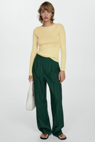 Pull-over maille côtelée fine - Jaune