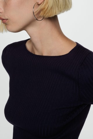 T-shirt maille fine manches courtes - Bleu nuit