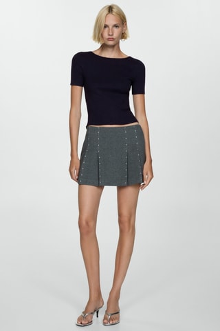 T-shirt maille fine manches courtes - Bleu nuit