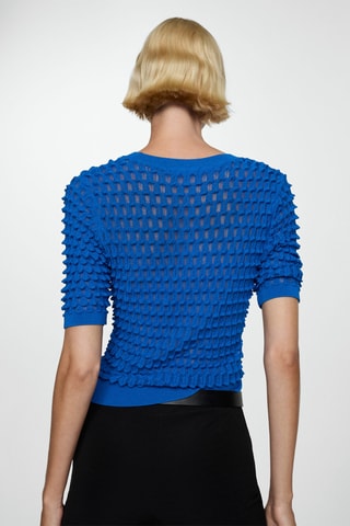 Pull-over texturé manches courtes - Bleu