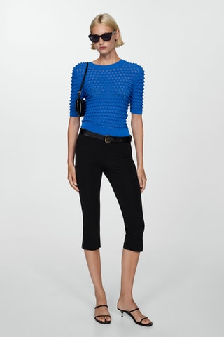 Pull-over texturé manches courtes - Bleu