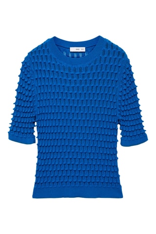 Pull-over texturé manches courtes - Bleu