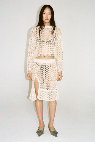 Pull-over crochet coton - Écru
