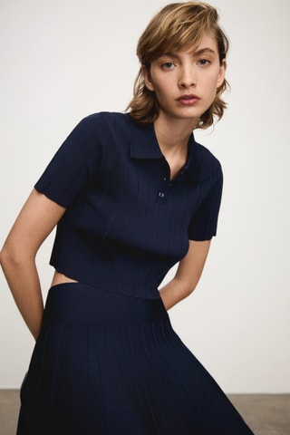 T-shirt col polo - Bleu