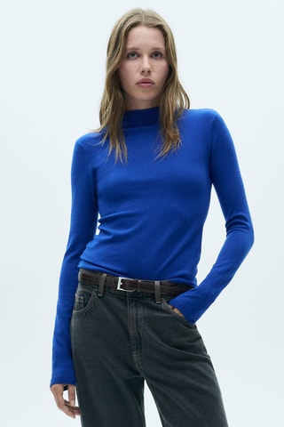 Pull-over col montant - Bleu