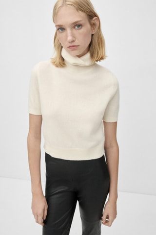Pull-over cachemire col roulé - Crème