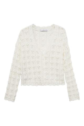 Cardigan maille crochet - Blanc