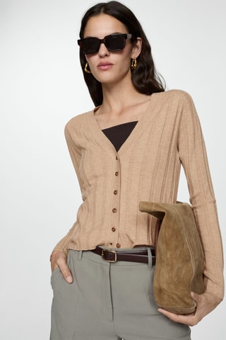 Cardigan maille boutons - Beige