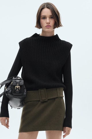 Gilet épaulettes maille - Noir