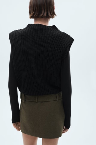 Gilet épaulettes maille - Noir