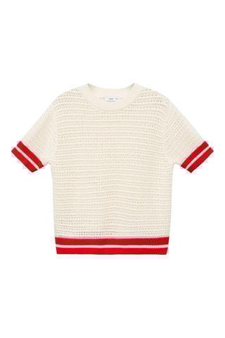 Pull-over ajouré à rayures - Écru