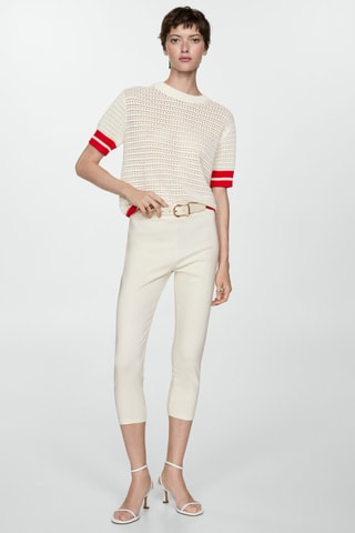 Pull-over ajouré à rayures - Écru