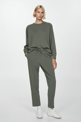 Sweat-shirt coutures décoratives - Kaki