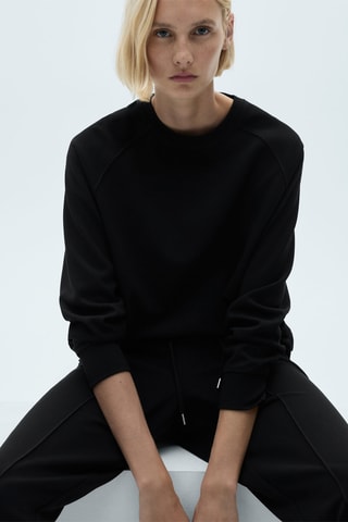 Sweat-shirt coutures décoratives - Noir