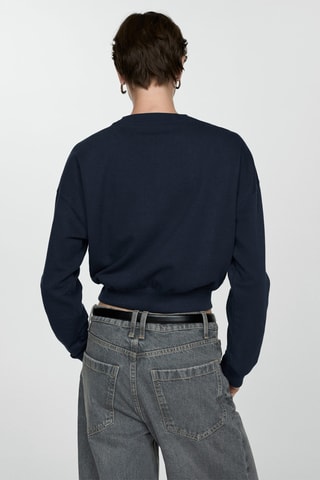 Sweat-shirt coton col rond - Bleu