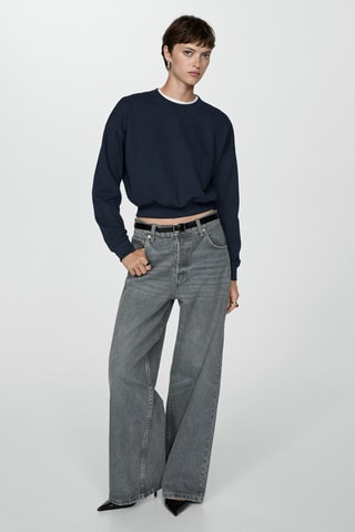 Sweat-shirt coton col rond - Bleu
