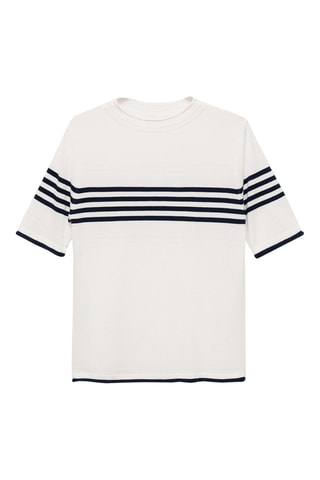 Pull-over rayures maille fine - Crème
