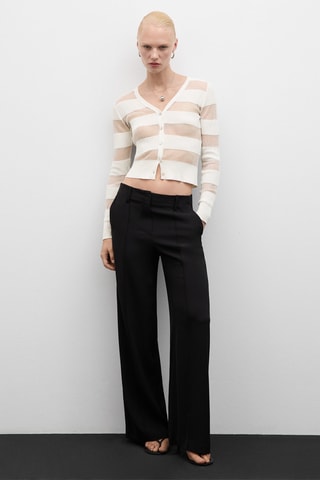 Cardigan texturé semi-transparent - Blanc
