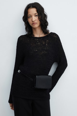 Pull maille col bateau - Noir