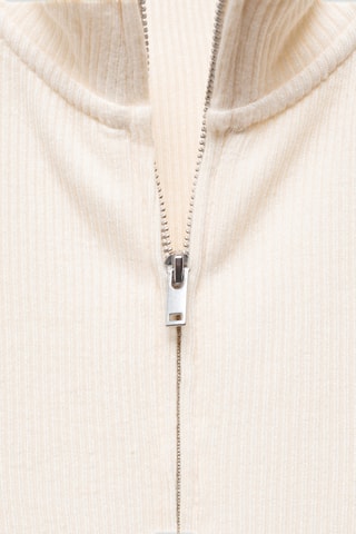 Cardigan col montant fermeture éclair - Crème