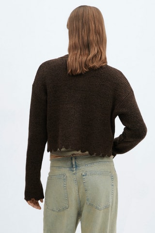 Cardigan maille fermeture éclair - Marron