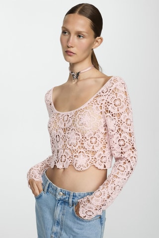 Pull-over court crochet - Rose