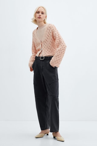 Cardigan maille ajourée - Rose