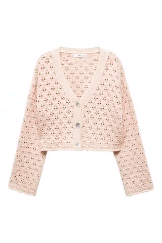 Cardigan maille ajourée - Rose