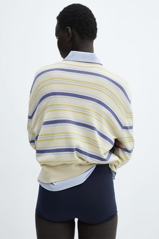 Pull-over rayé col rond - Beige