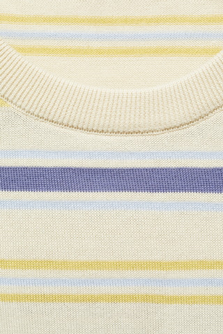 Pull-over rayé col rond - Beige
