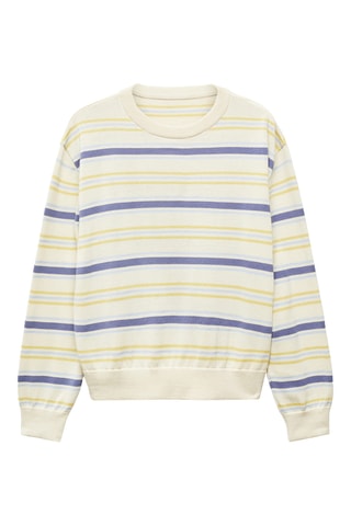 Pull-over rayé col rond - Beige