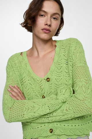 Cardigan détails ajourés - Vert