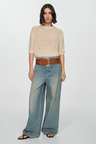 Pull-over 100% coton manches courtes - Beige