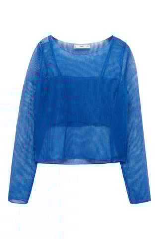 Pull-over semi-transparent top combiné - Bleu