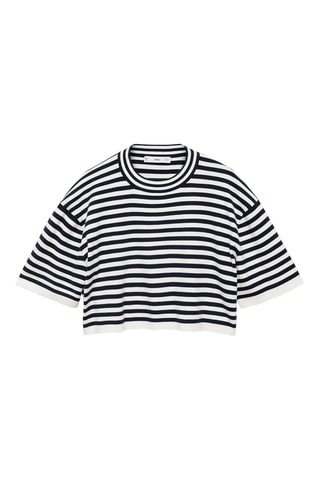 Pull-over crop à rayures - Bleu marine