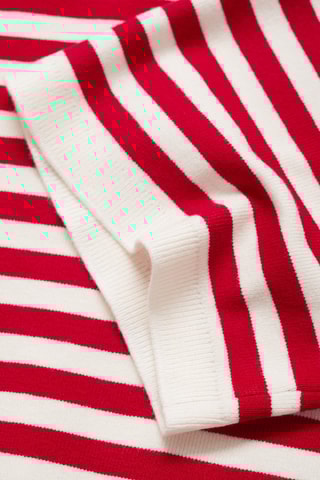 Pull-over crop à rayures - Rouge