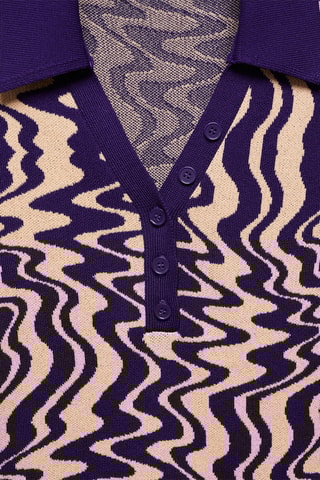 Pull-over maille col polo - Violet