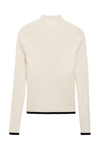Pull-over côtelé col montant - Crème