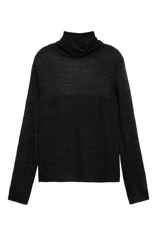 Pull-over semi-transparent col montant - Anthracite chiné