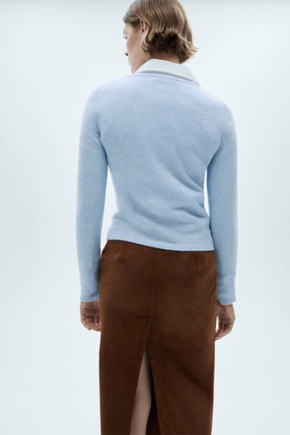 Pull-over maille fine col bateau - Bleu