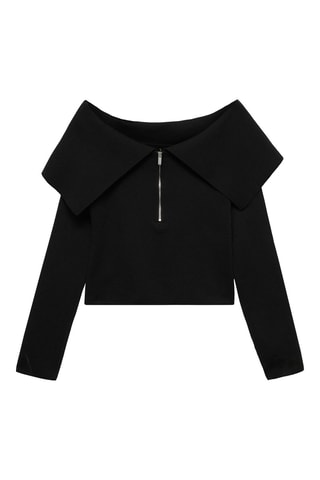 Pull-over épaules dénudées fermeture éclair - Noir