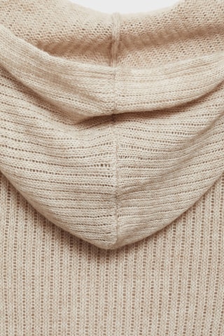 Pull-over maille côtelée capuche - Beige