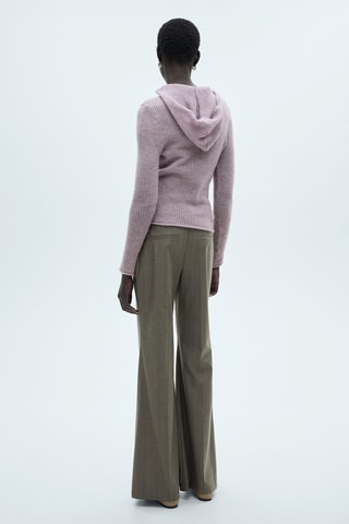 Pull-over maille côtelée capuche - Violet