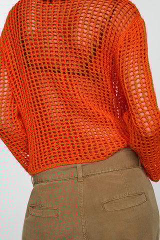 Pull en maille ajourée - Orange