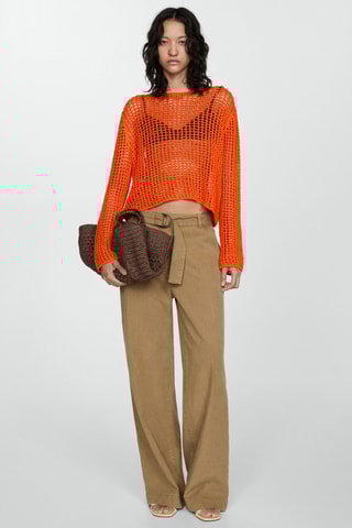 Pull en maille ajourée - Orange